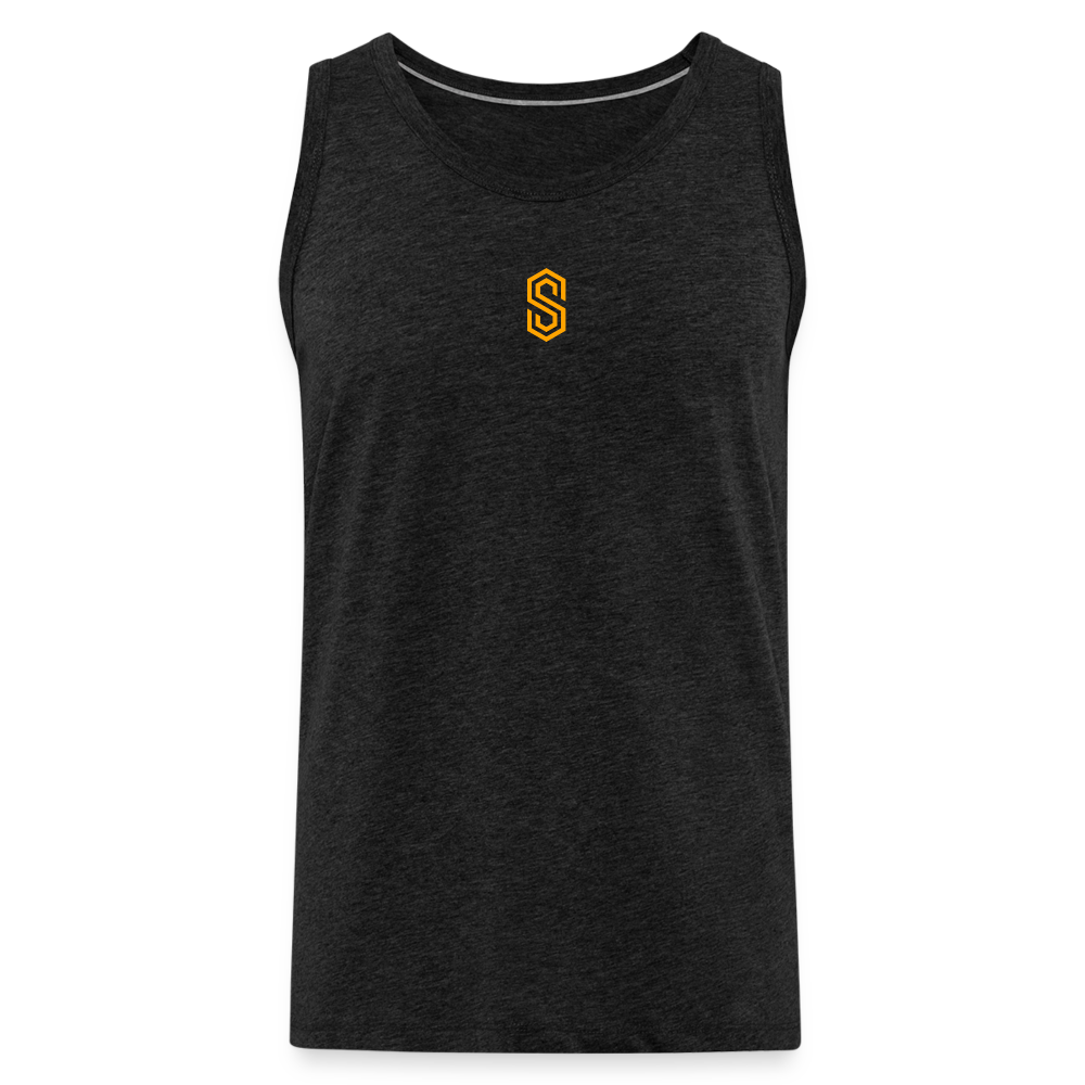 stellar strength flex tank top orange - charcoal grey