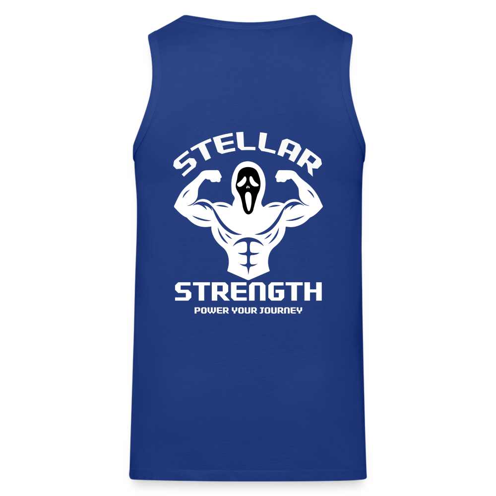 stellar strength flex tank top white - royal blue