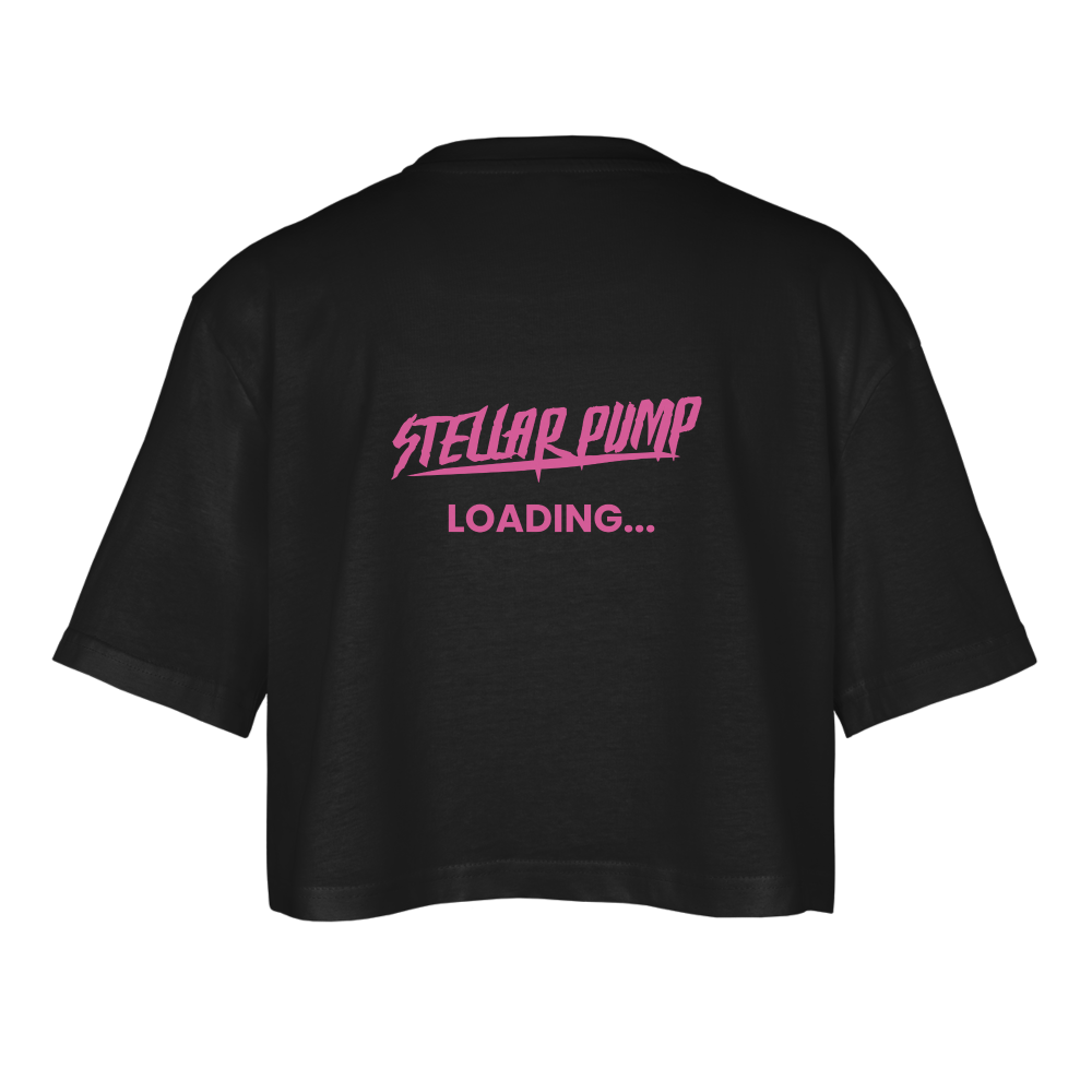 Women’s stellar pump  loading Oversized Cropped T-Shirt pink - black