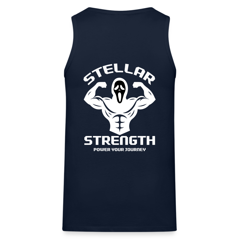 stellar strength flex tank top white - navy