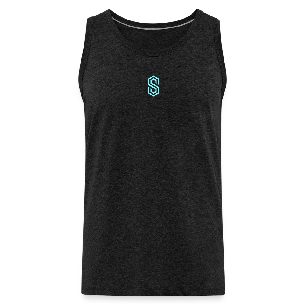 stellar strength flex tank top blue - charcoal grey