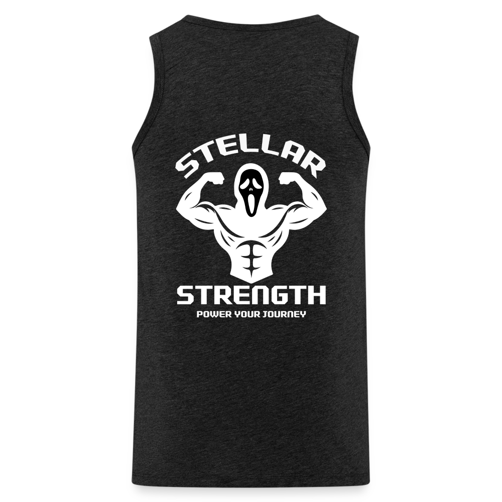 stellar strength flex tank top white - charcoal grey