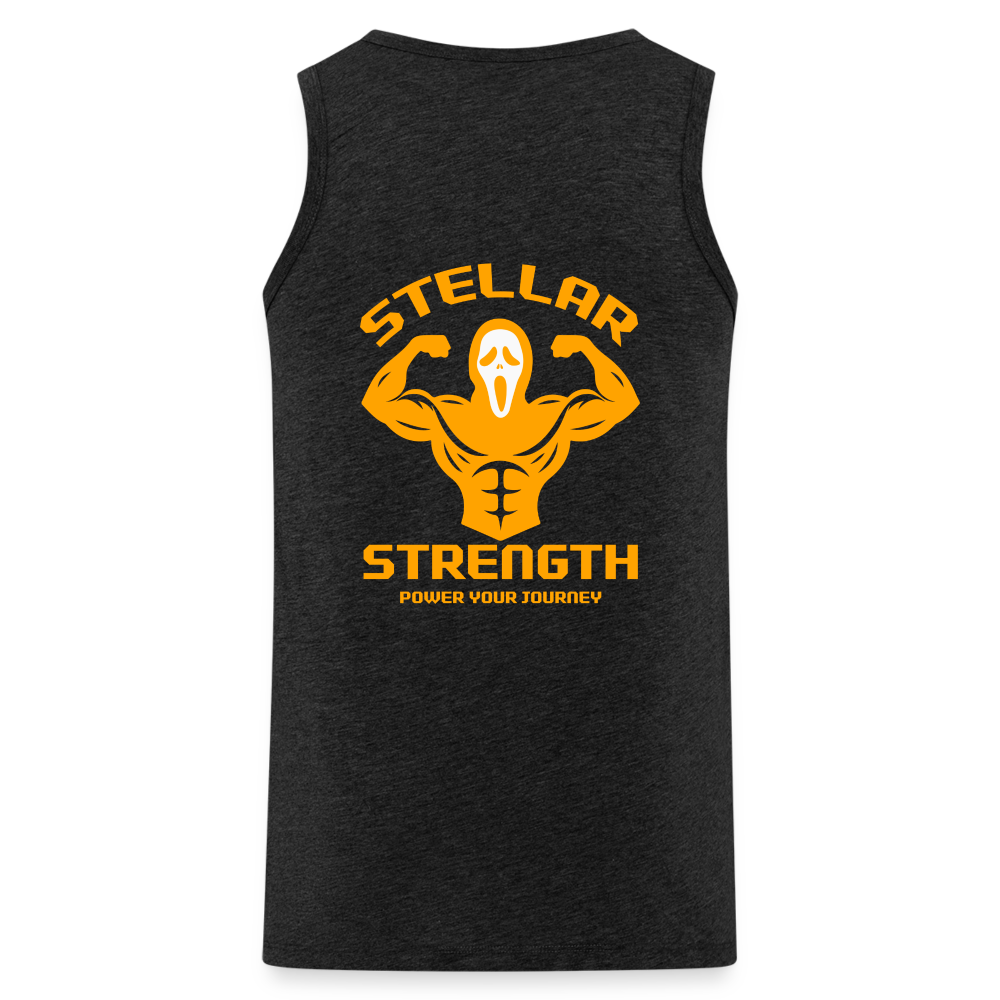 stellar strength flex tank top orange - charcoal grey