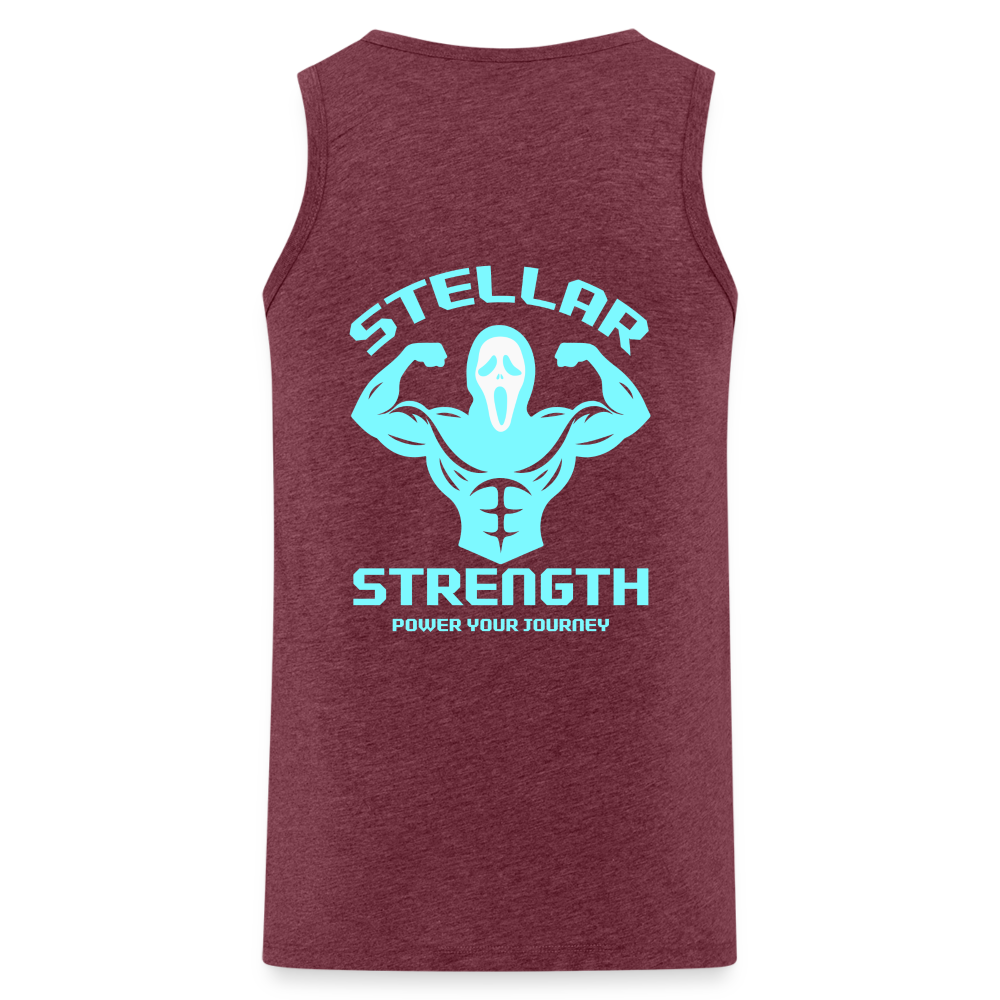 stellar strength flex tank top blue - heather burgundy