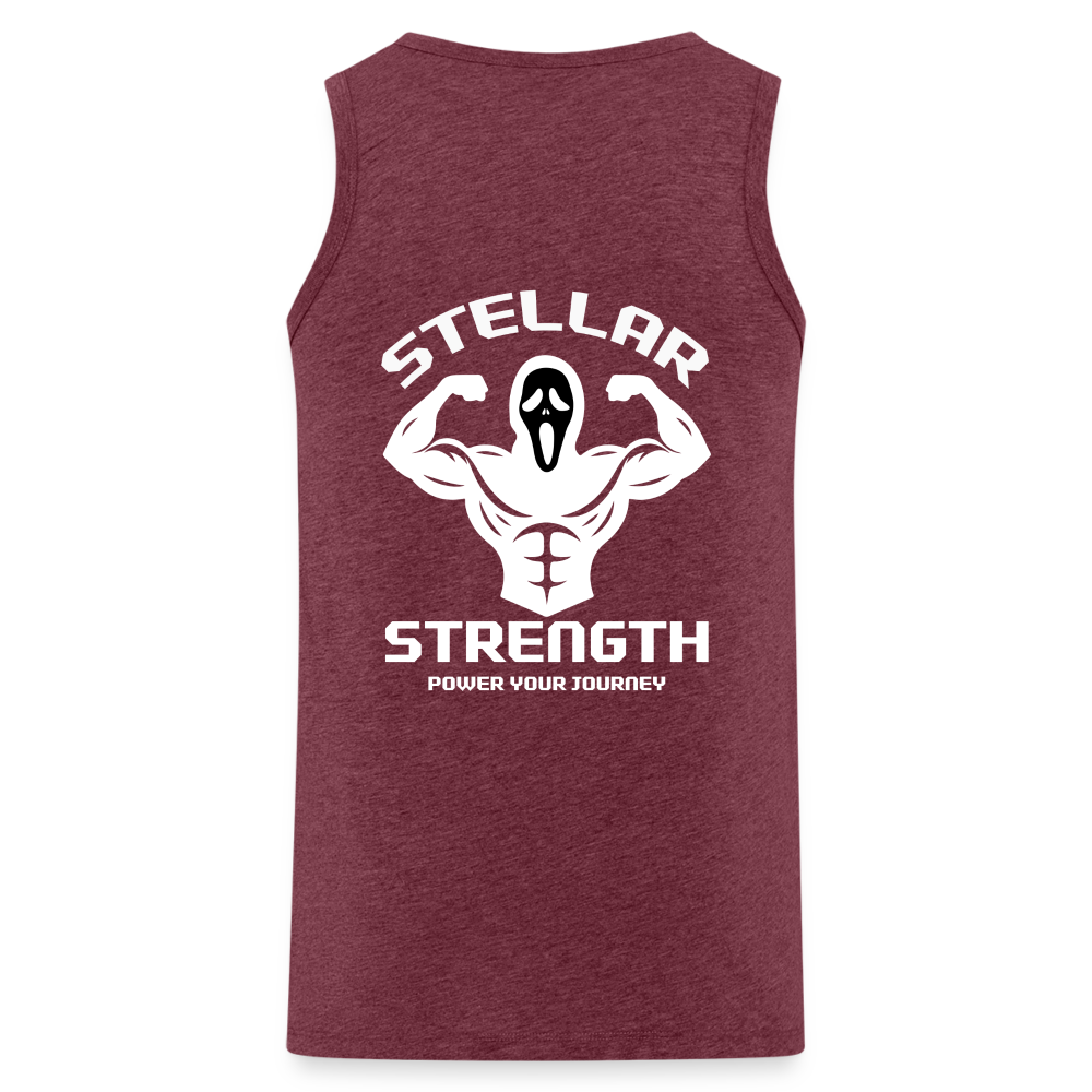 stellar strength flex tank top white - heather burgundy