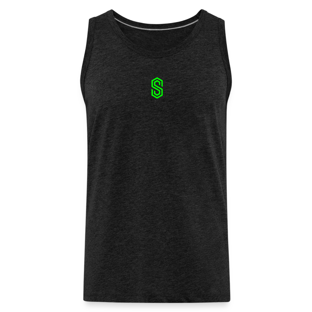 stellar strength flex tank top green - charcoal grey